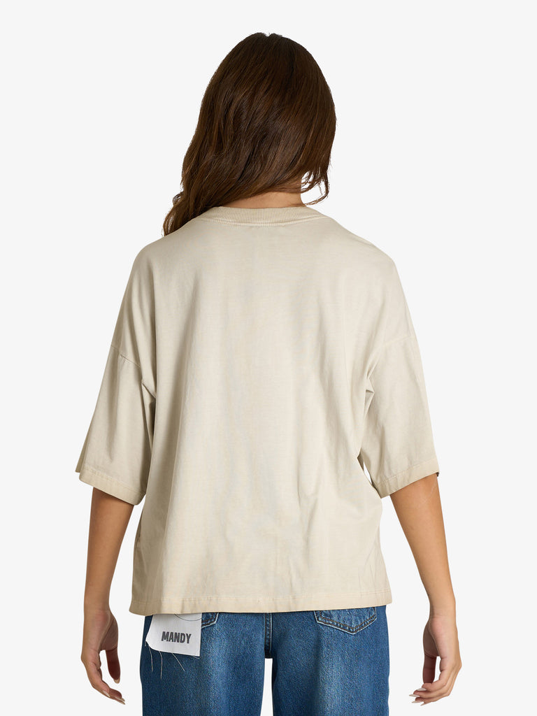 HAVE ONE t-shirt con stampa donna beige cotone