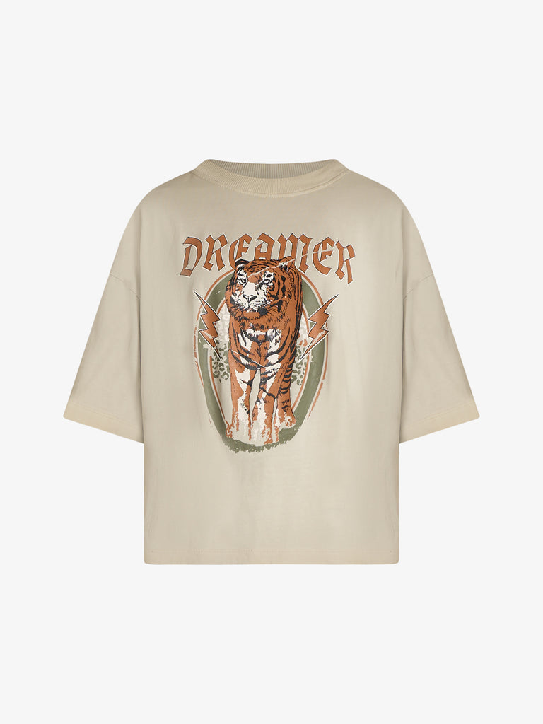 HAVE ONE t-shirt con stampa donna beige cotone