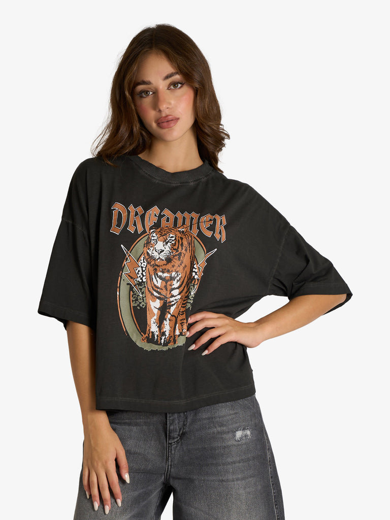 HAVE ONE t-shirt con stampa donna grigio cotone