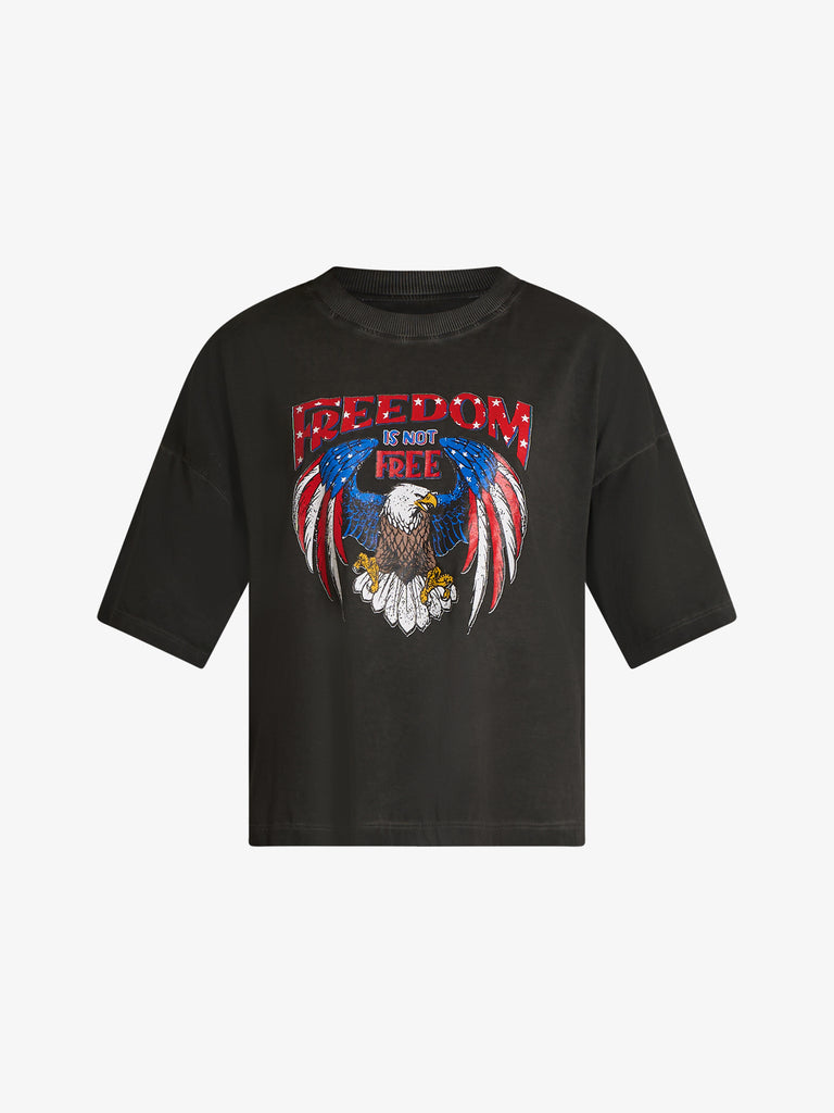 HAVE ONE t-shirt con stampa freedom donna grigio cotone