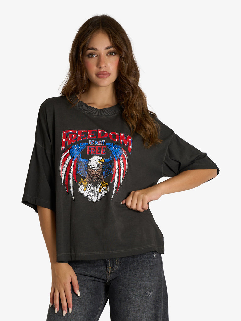 HAVE ONE t-shirt con stampa freedom donna grigio cotone