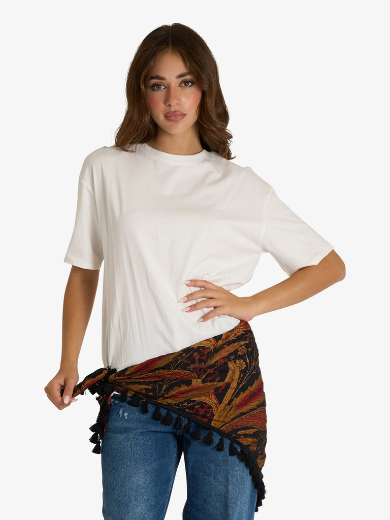 HAVE ONE t-shirt con dettaglio in vita donna bianco cotone