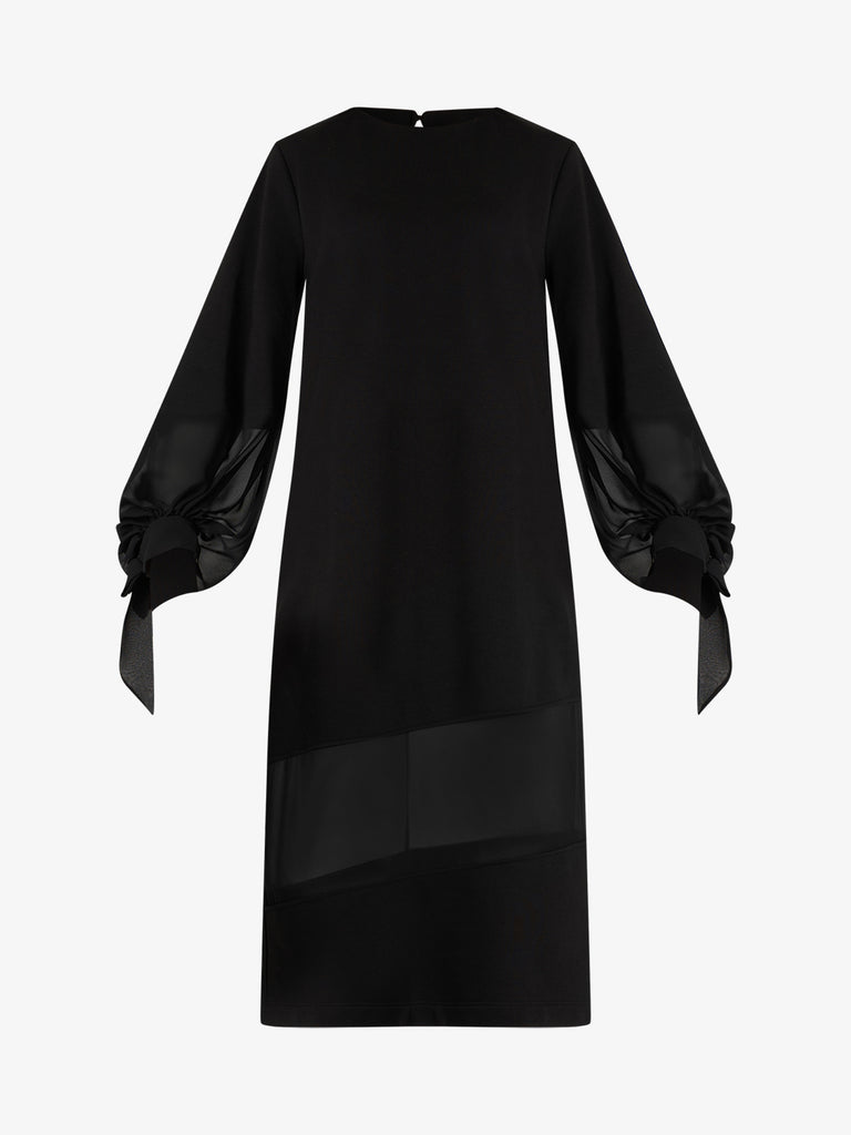 JIJIL abito midi con banda trasparente donna nero