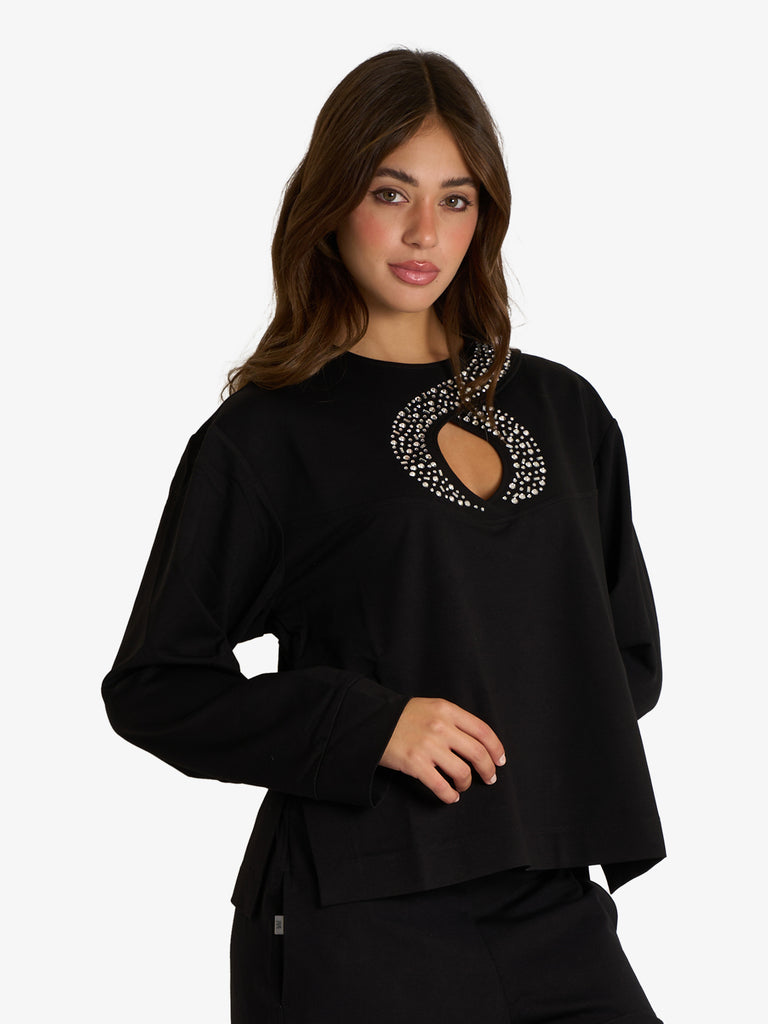 JIJIL blusa con cut-out donna nero