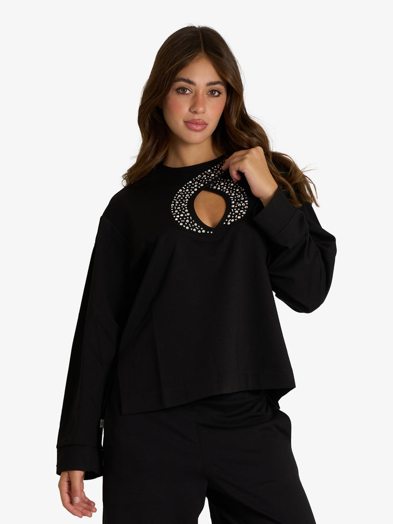 JIJIL blusa con cut-out donna nero