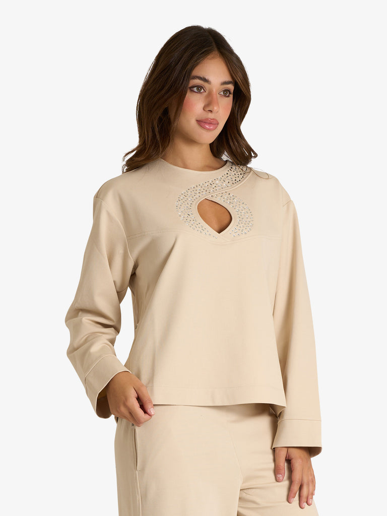 JIJIL blusa con cut-out donna panna
