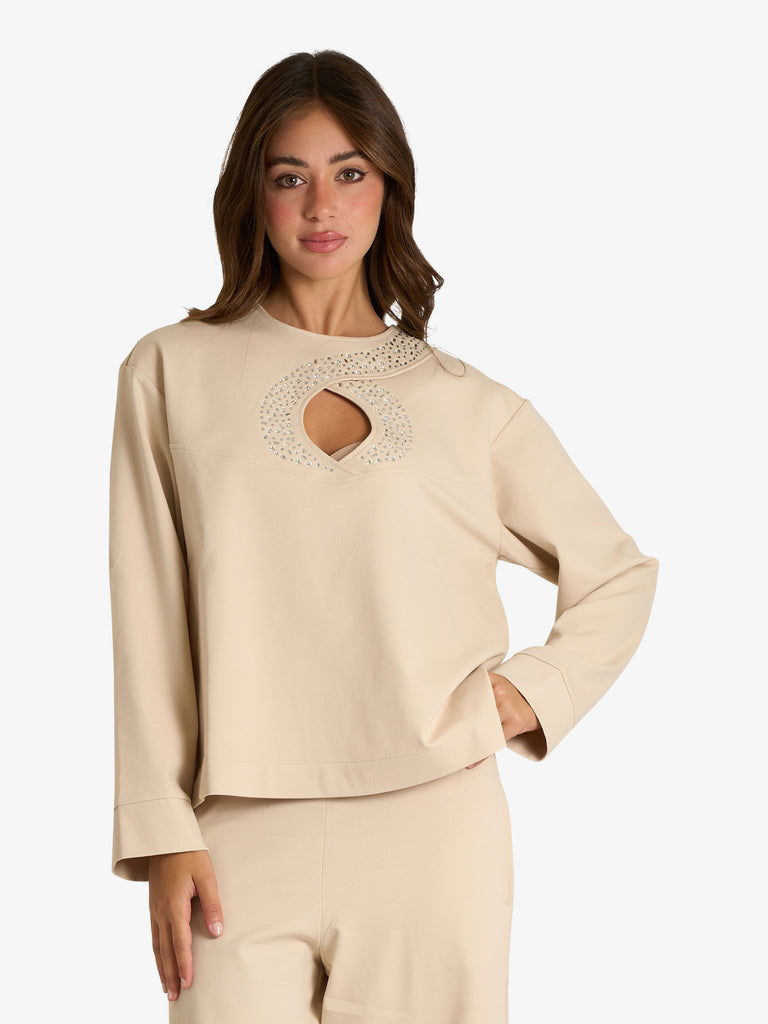 JIJIL blusa con cut-out donna panna