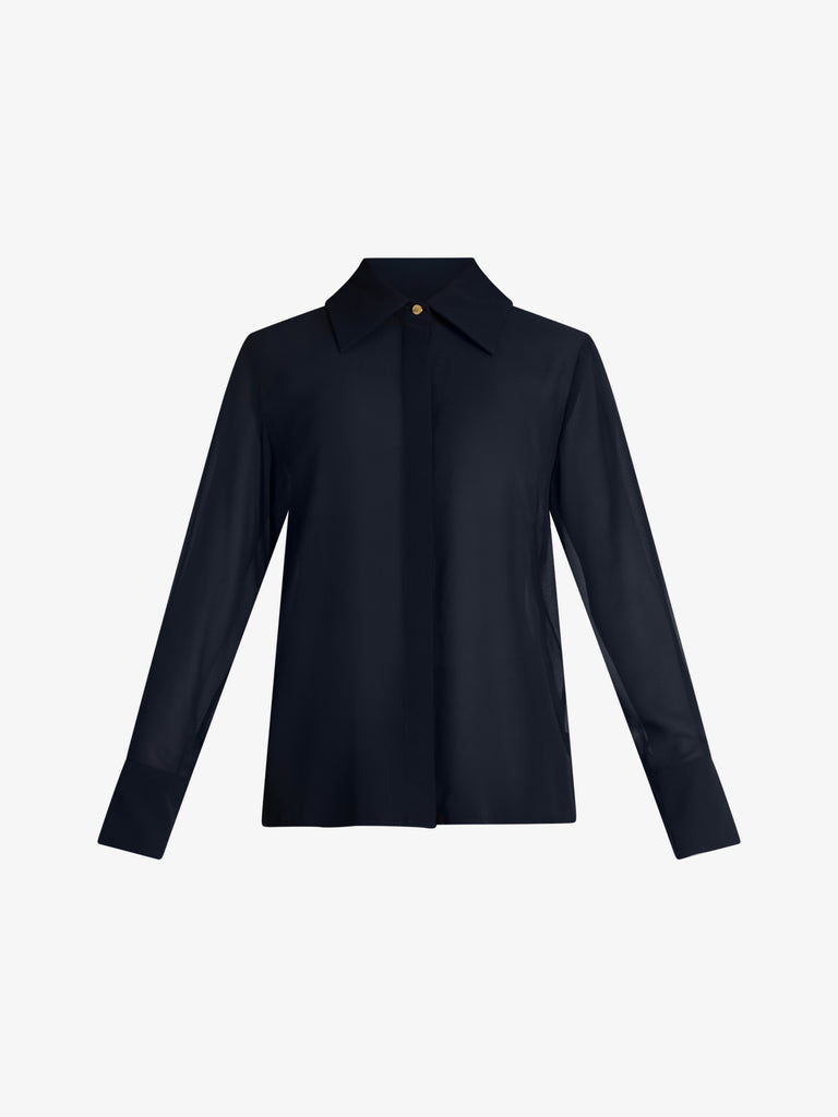 JIJIL camicia in tessuto semi-trasparente donna blu