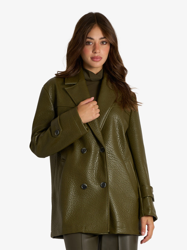 JIJIL capospalla oversize effetto martellato donna verde