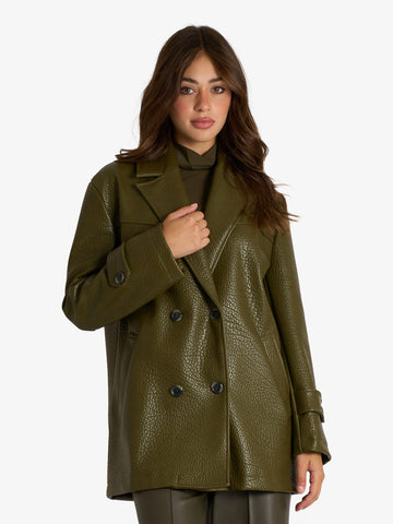 JIJIL capospalla oversize effetto martellato donna verde