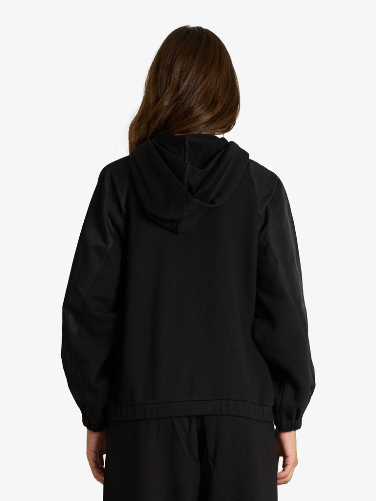 JIJIL felpa con cappuccio ed inserti donna nero