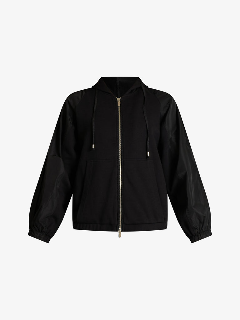 JIJIL felpa con cappuccio ed inserti donna nero