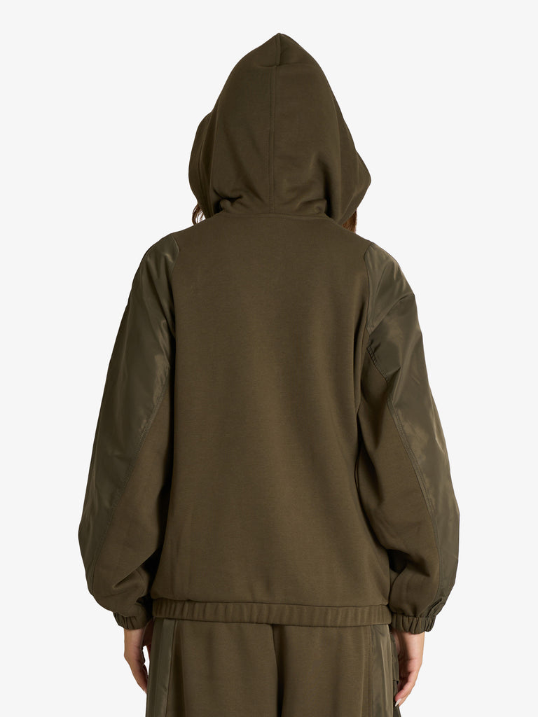 JIJIL felpa con cappuccio ed inserti donna verde cotone