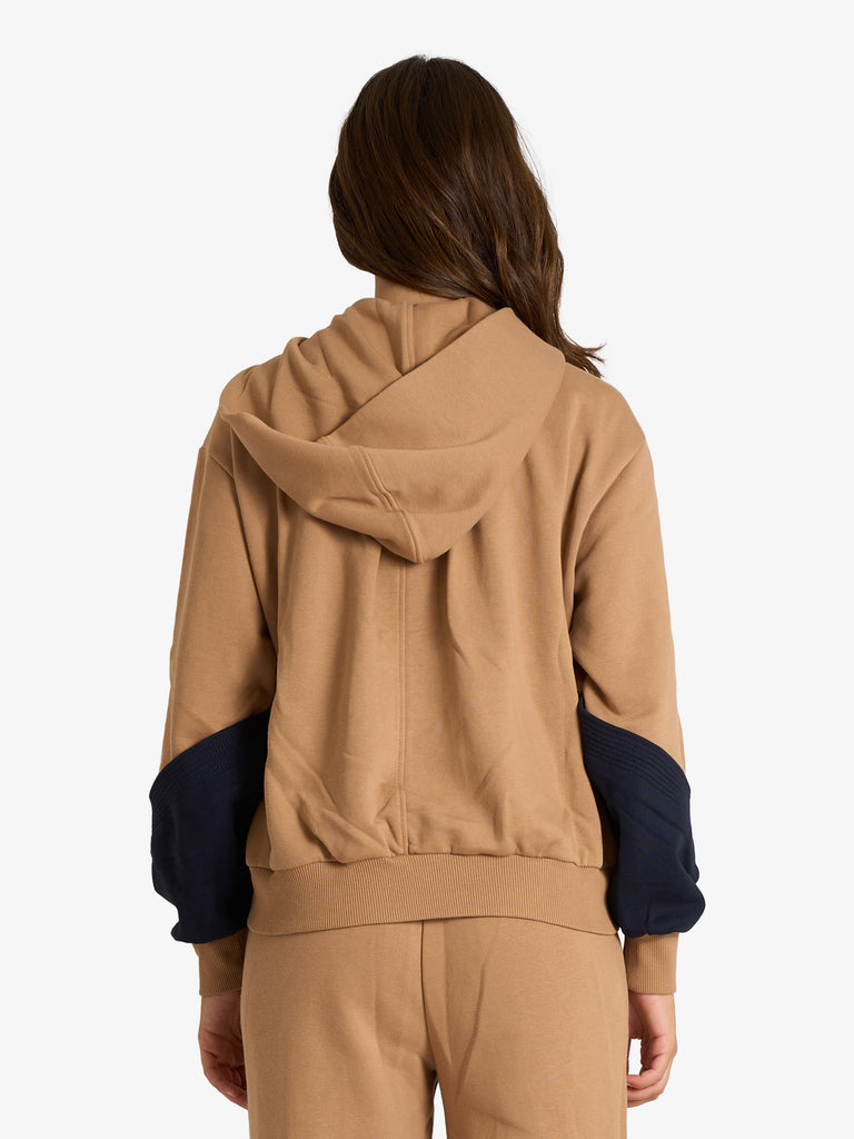 JIJIL felpa con cappuccio bicolore donna beige