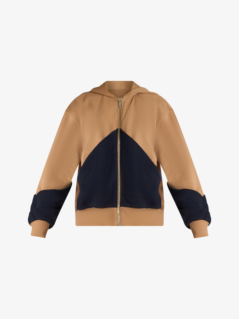 JIJIL felpa con cappuccio bicolore donna beige