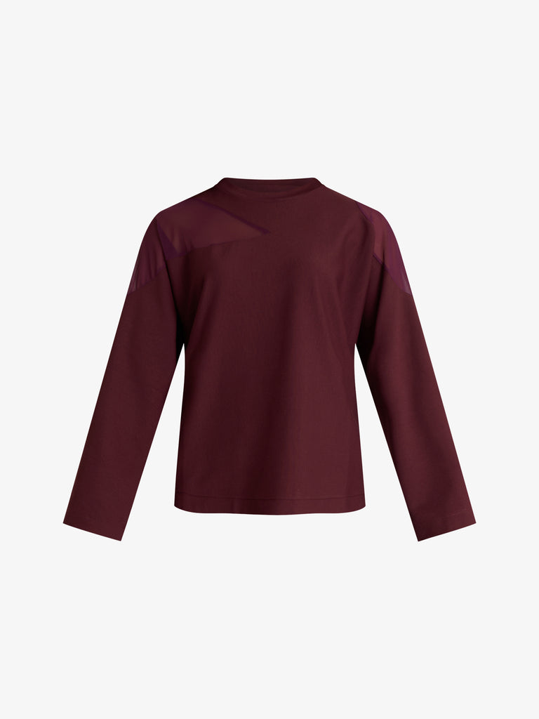 JIJIL felpa girocollo con cut-out trasparente donna bordeaux