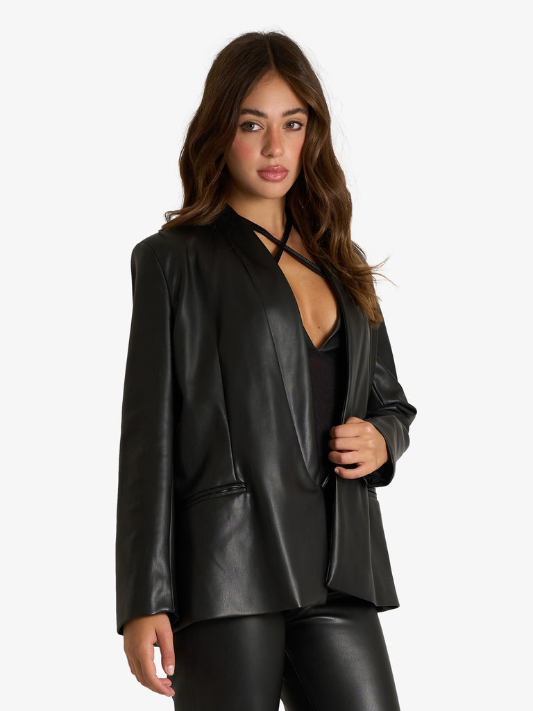 JIJIL blazer effetto pelle donna nero