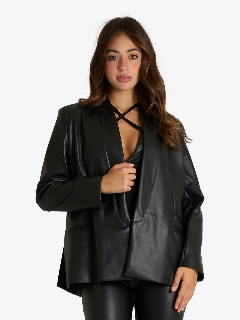JIJIL blazer effetto pelle donna nero