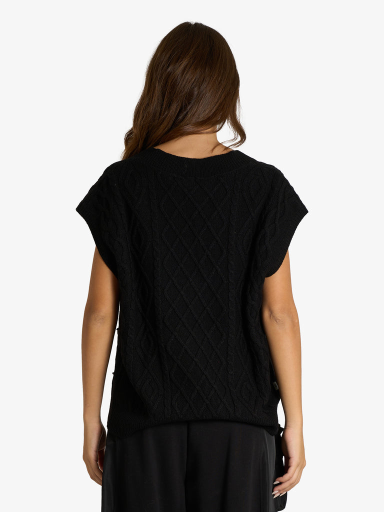 JIJIL maglia con trecce ed applicazioni donna nero