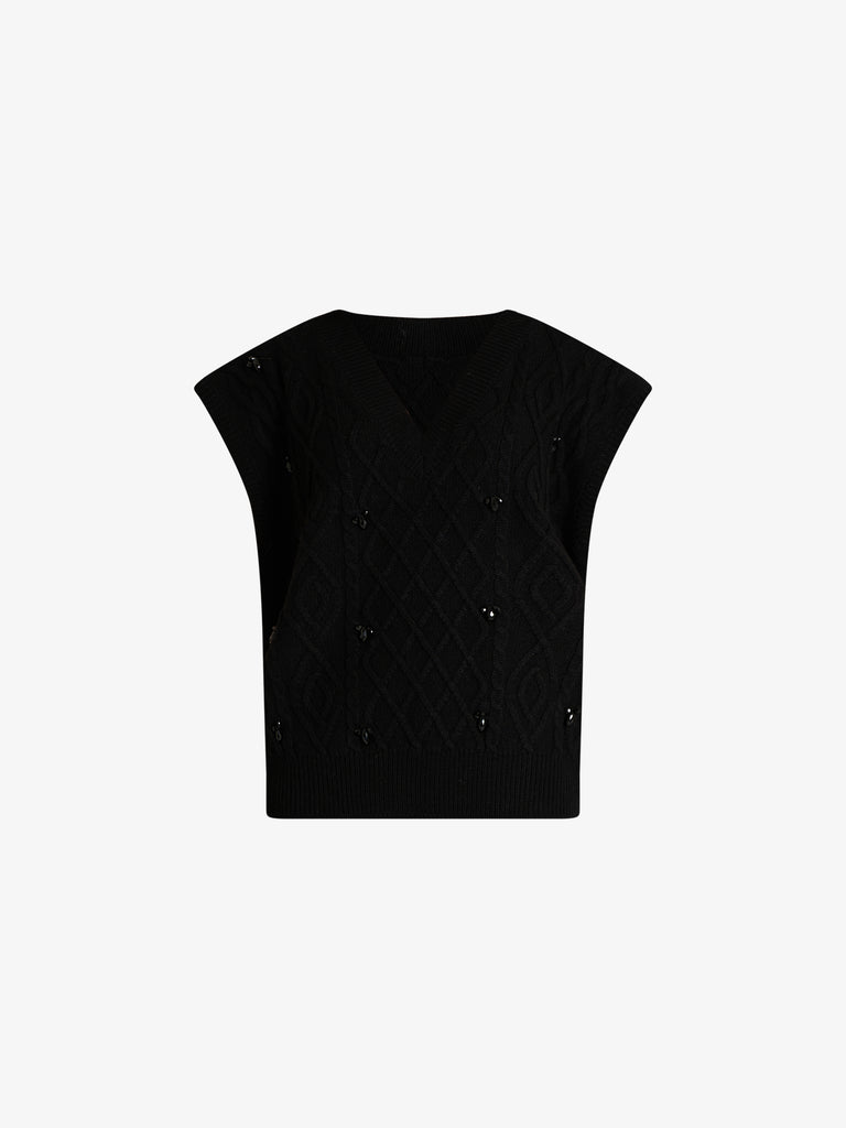 JIJIL maglia con trecce ed applicazioni donna nero