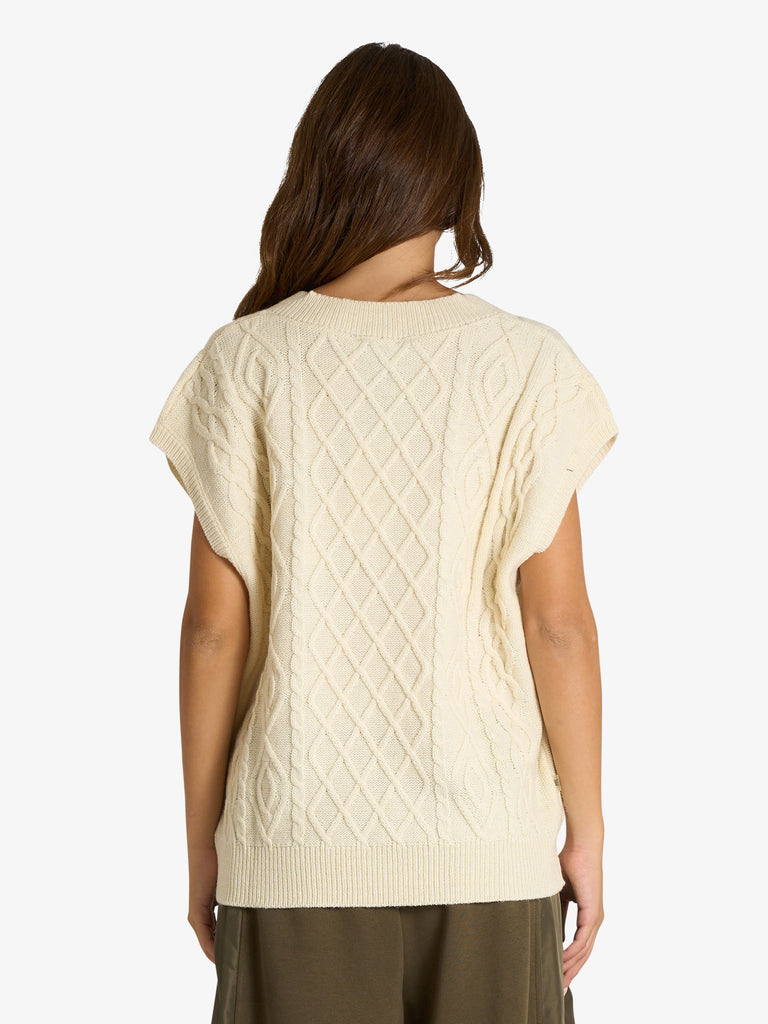 JIJIL maglia con trecce ed applicazioni donna panna