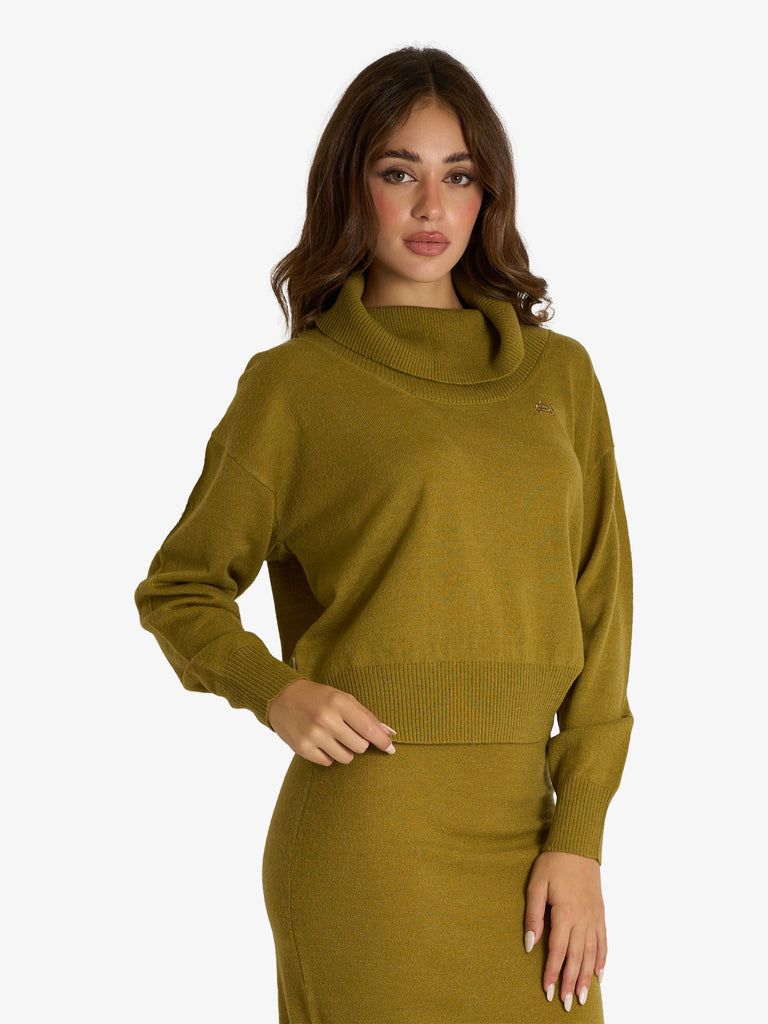 JIJIL maglia a collo alto donna verde
