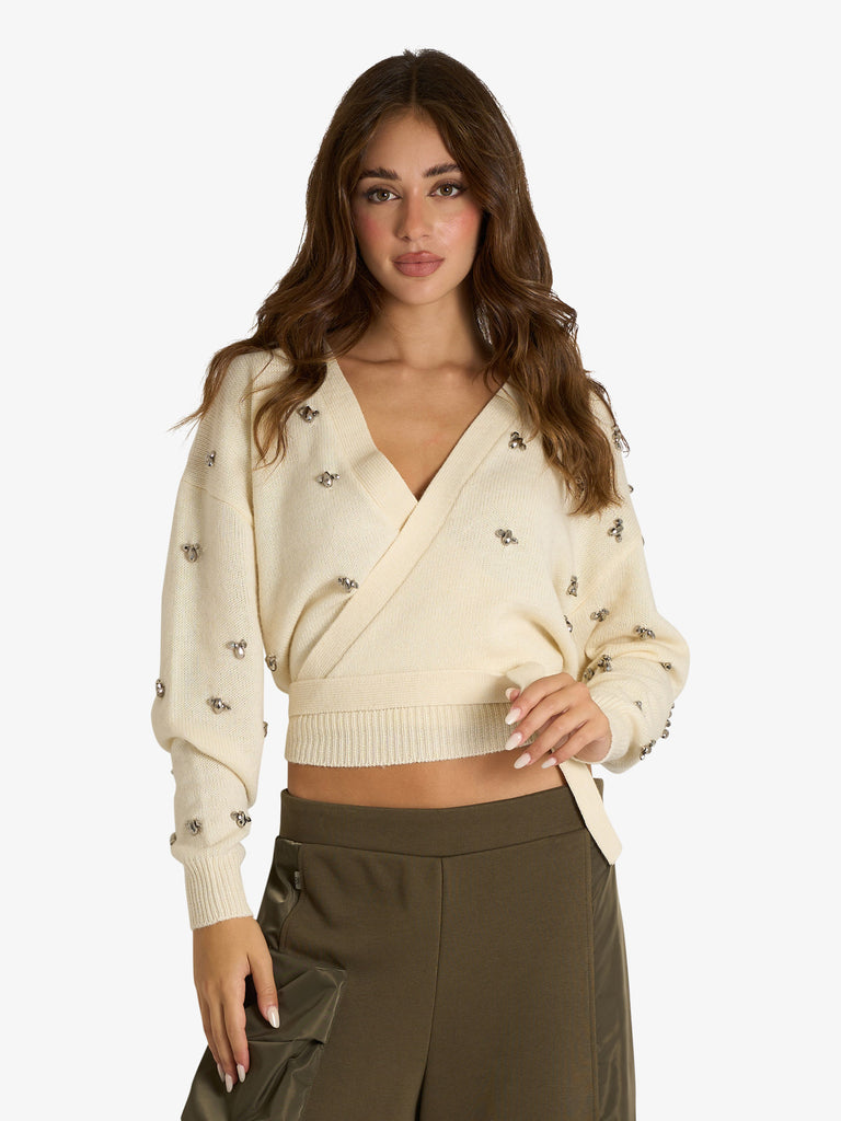 JIJIL maglia con applicazioni donna panna