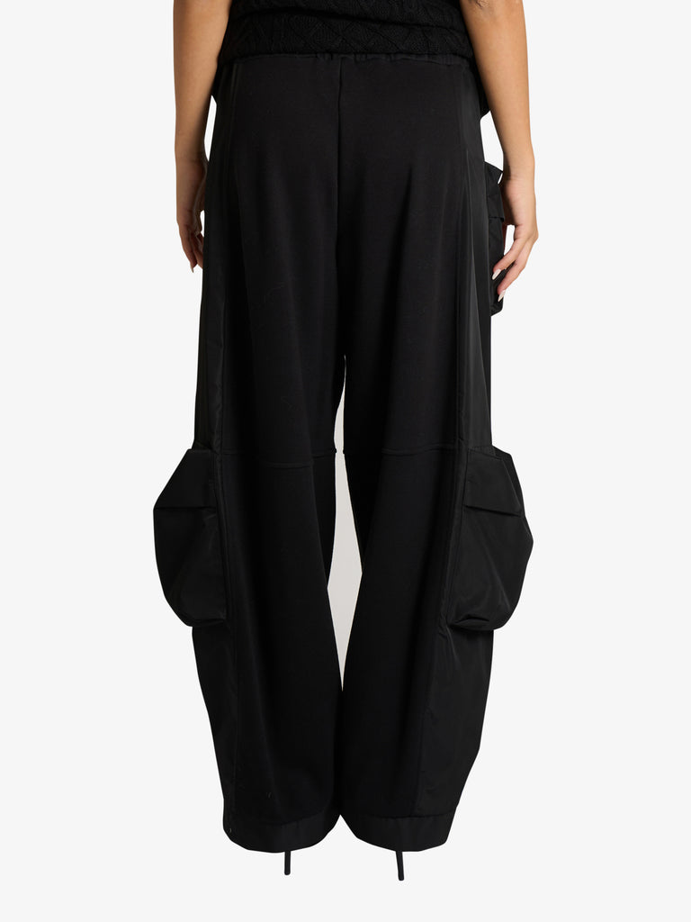 JIJIL pantalone in felpa con tasconi donna nero cotone