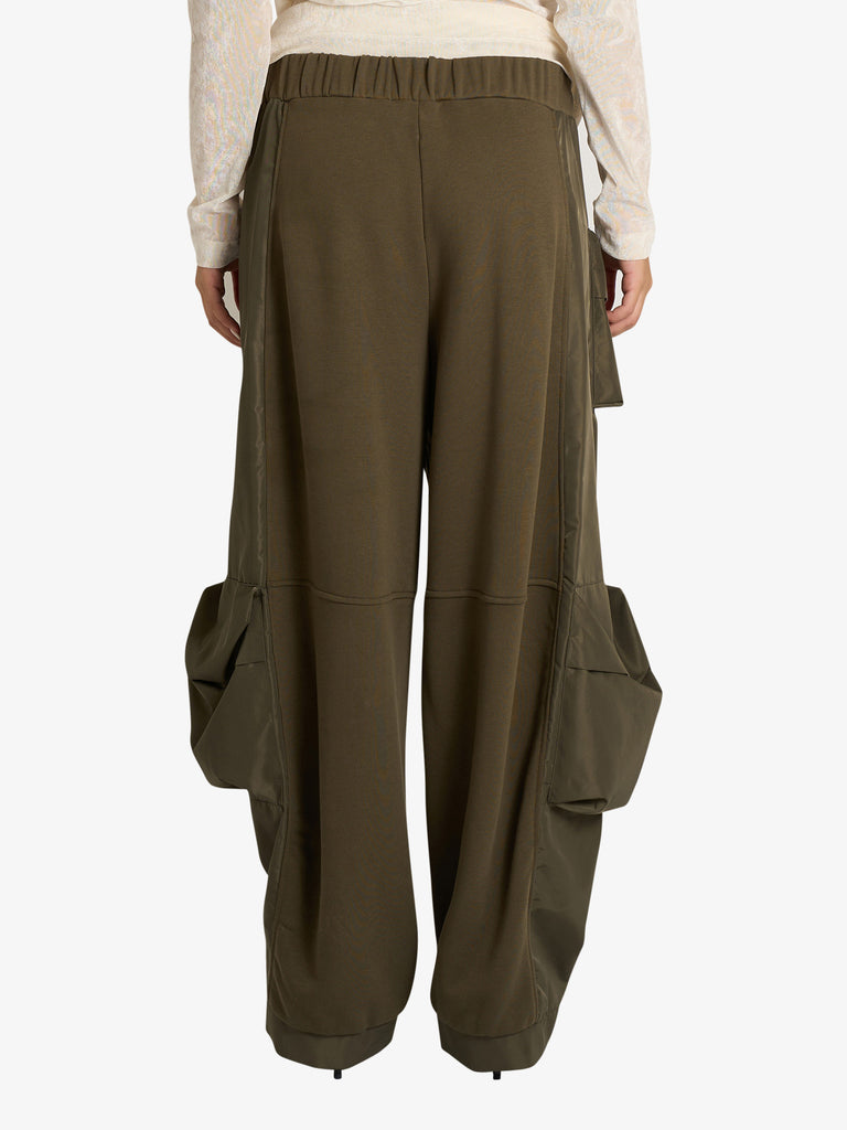 JIJIL pantalone in felpa con tasconi donna verde cotone