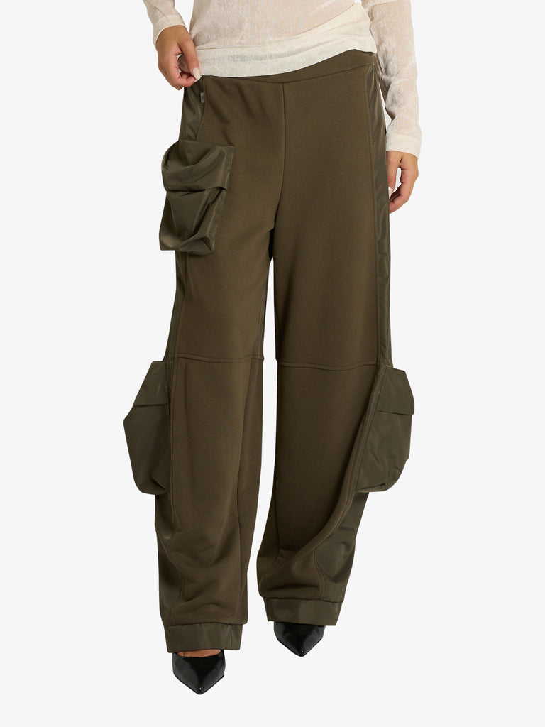 JIJIL pantalone in felpa con tasconi donna verde cotone