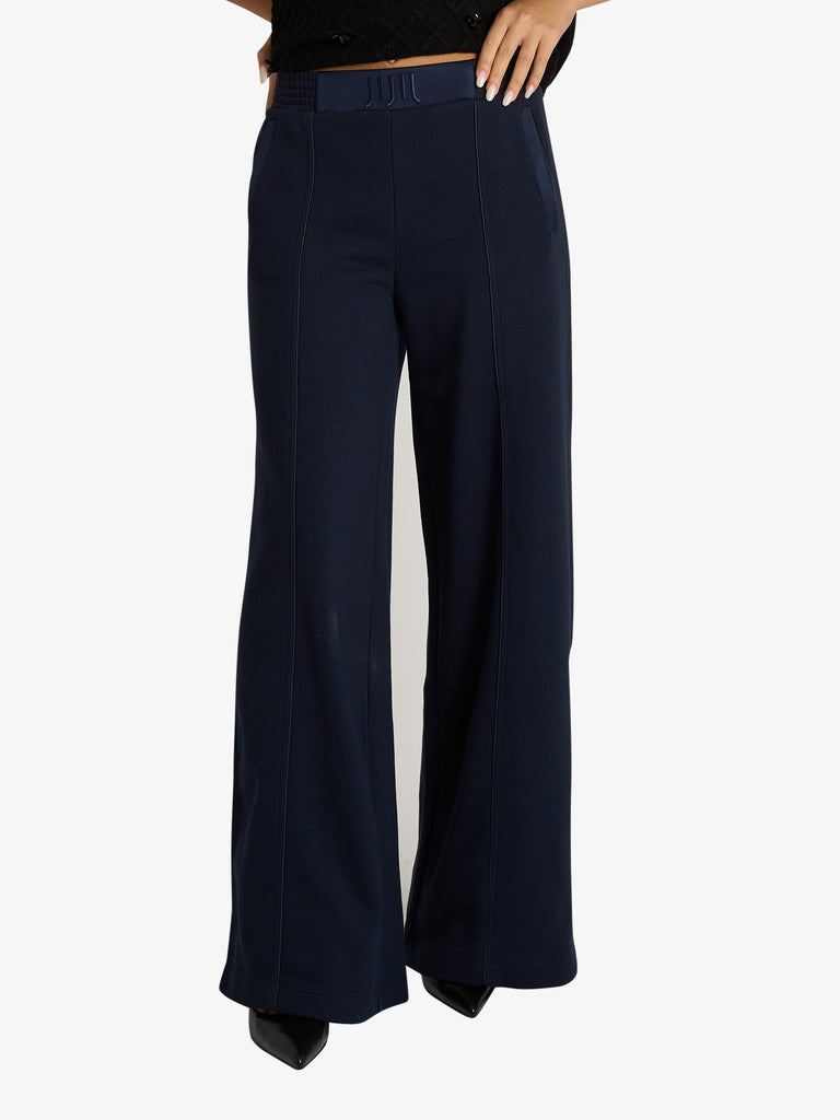 JIJIL pantalone in felpa con dettaglio log ricamato donna blu cotone