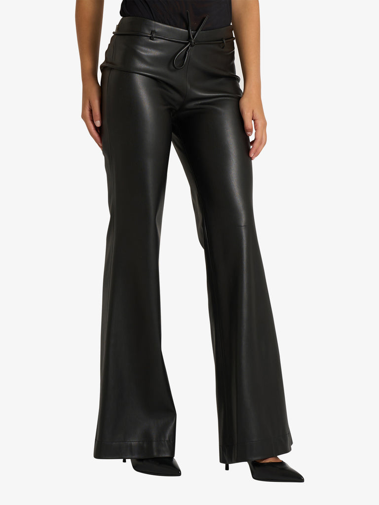 JIJIL pantalone flared effetto pelle donna nero
