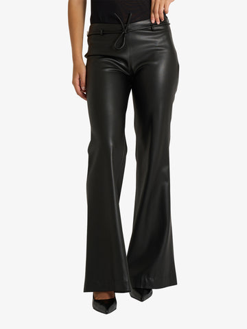 JIJIL pantalone flared effetto pelle donna nero