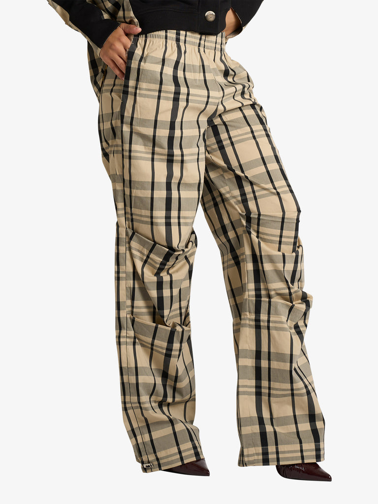 JIJIL pantalone fantasia scozzese donna beige