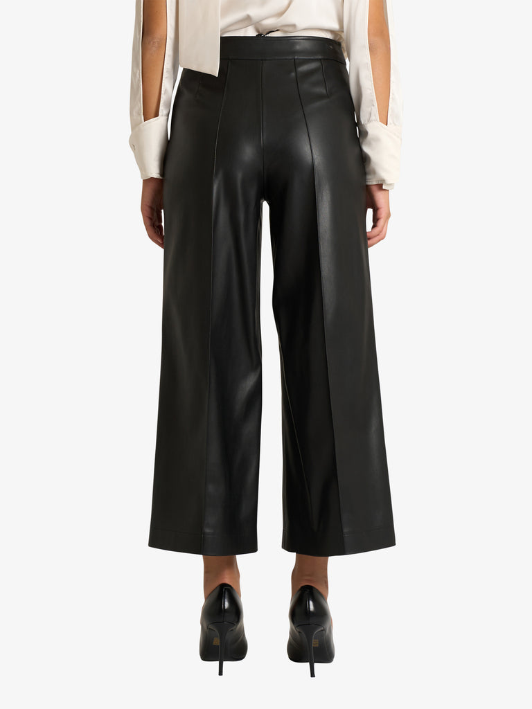 JIJIL pantalone cropped effetto pelle donna nero