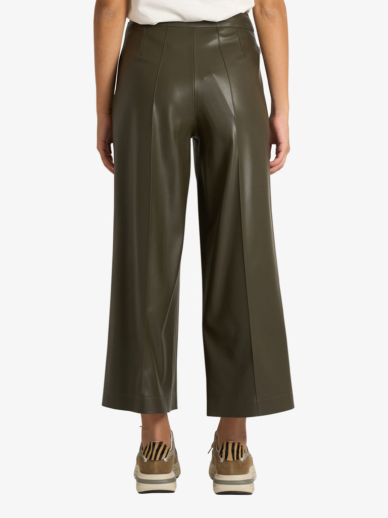 JIJIL pantalone cropped effetto pelle donna verde