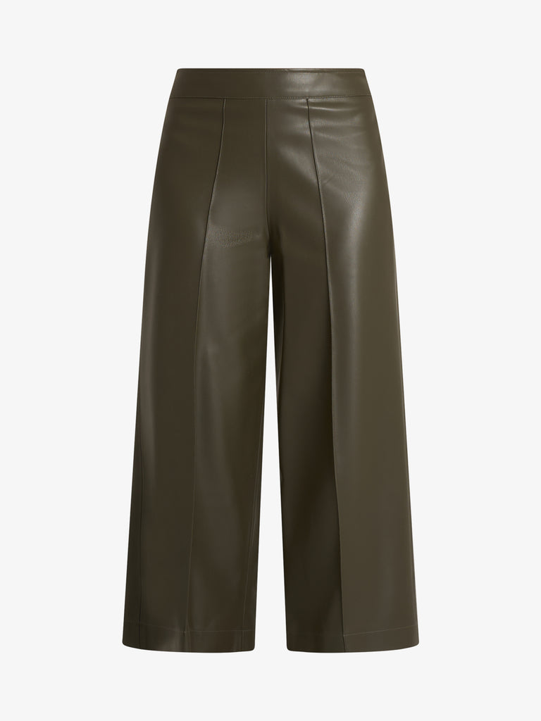 JIJIL pantalone cropped effetto pelle donna verde