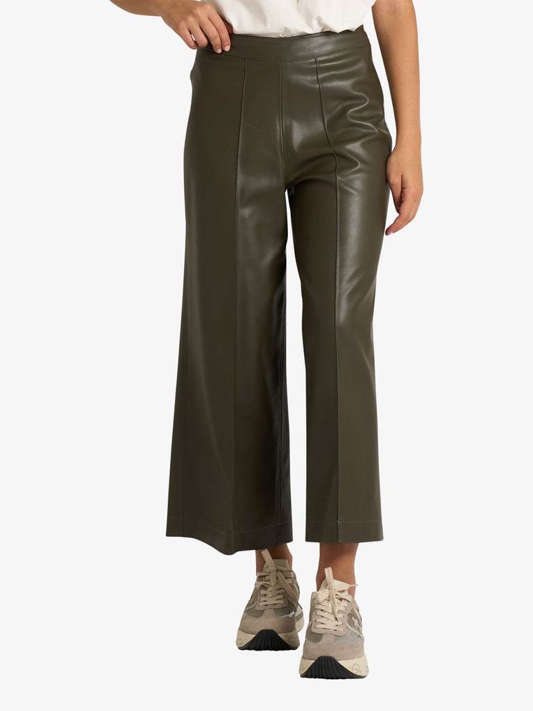 JIJIL pantalone cropped effetto pelle donna verde