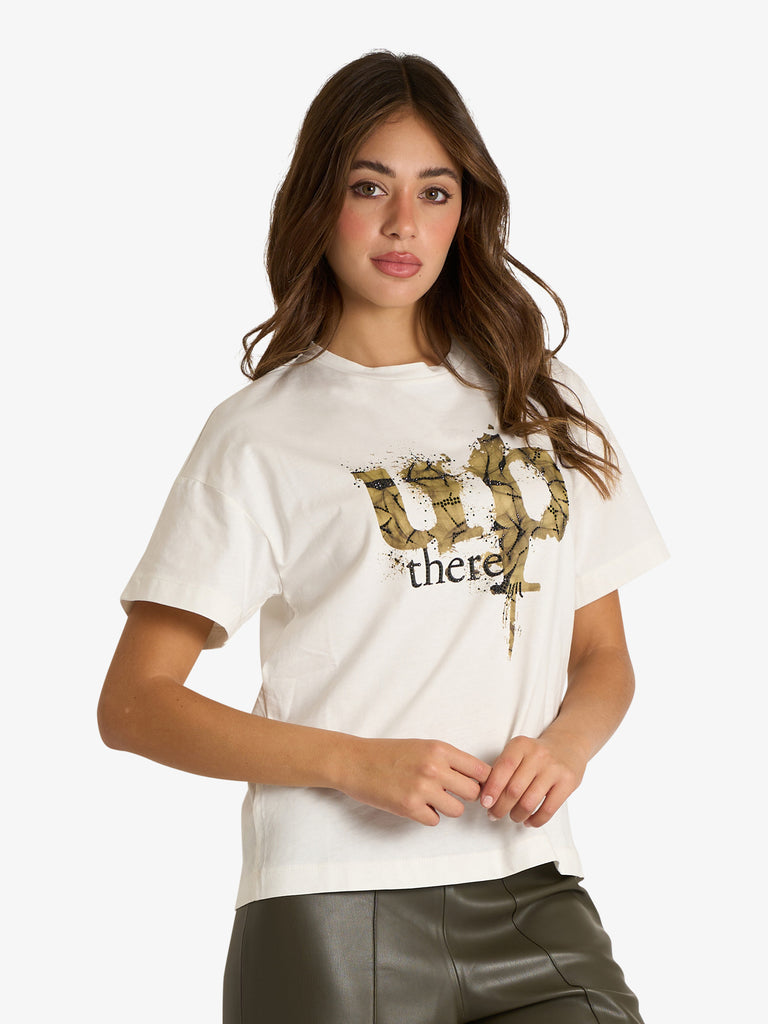 JIJIL t-shirt con applicazioni donna panna cotone