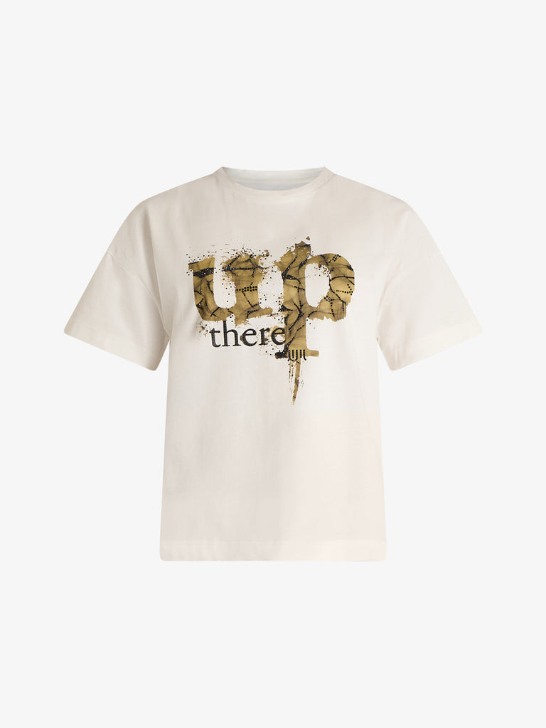 JIJIL t-shirt con applicazioni donna panna cotone