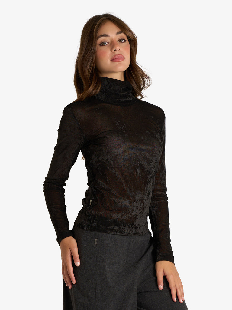 JIJIL maglia a maniche lunghe con collo alto donna nero