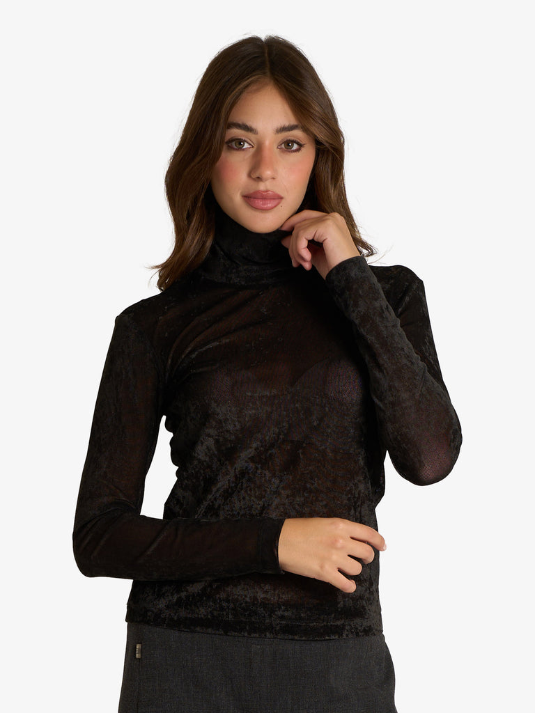 JIJIL maglia a maniche lunghe con collo alto donna nero