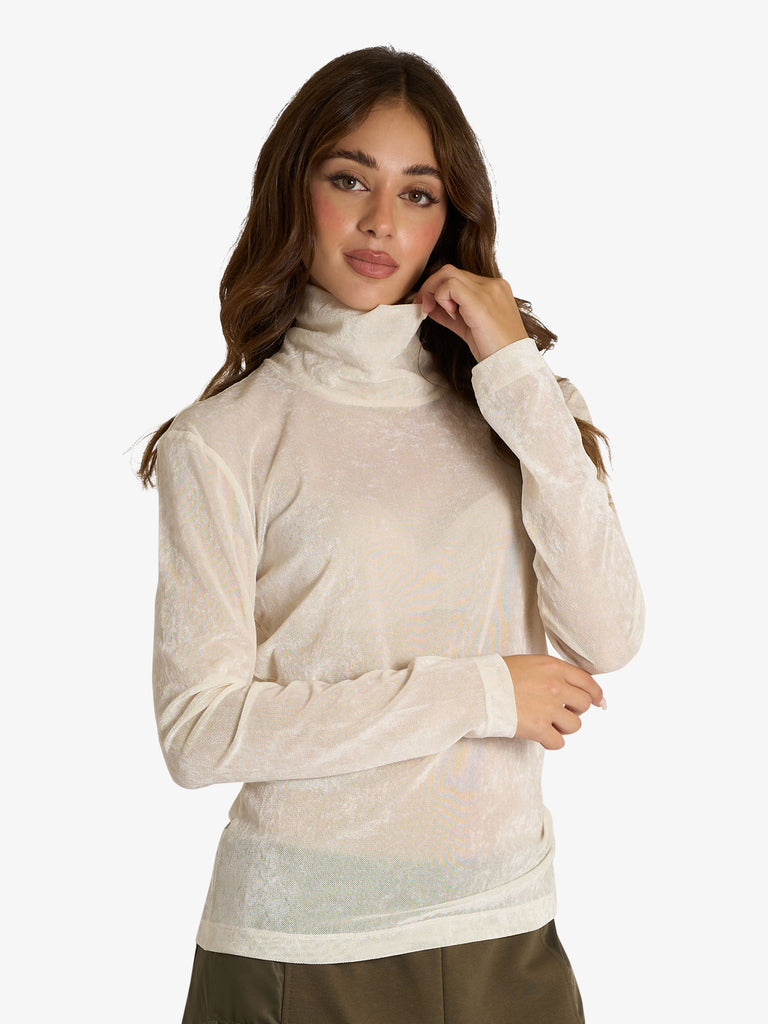 JIJIL maglia a maniche lunghe con collo alto donna panna
