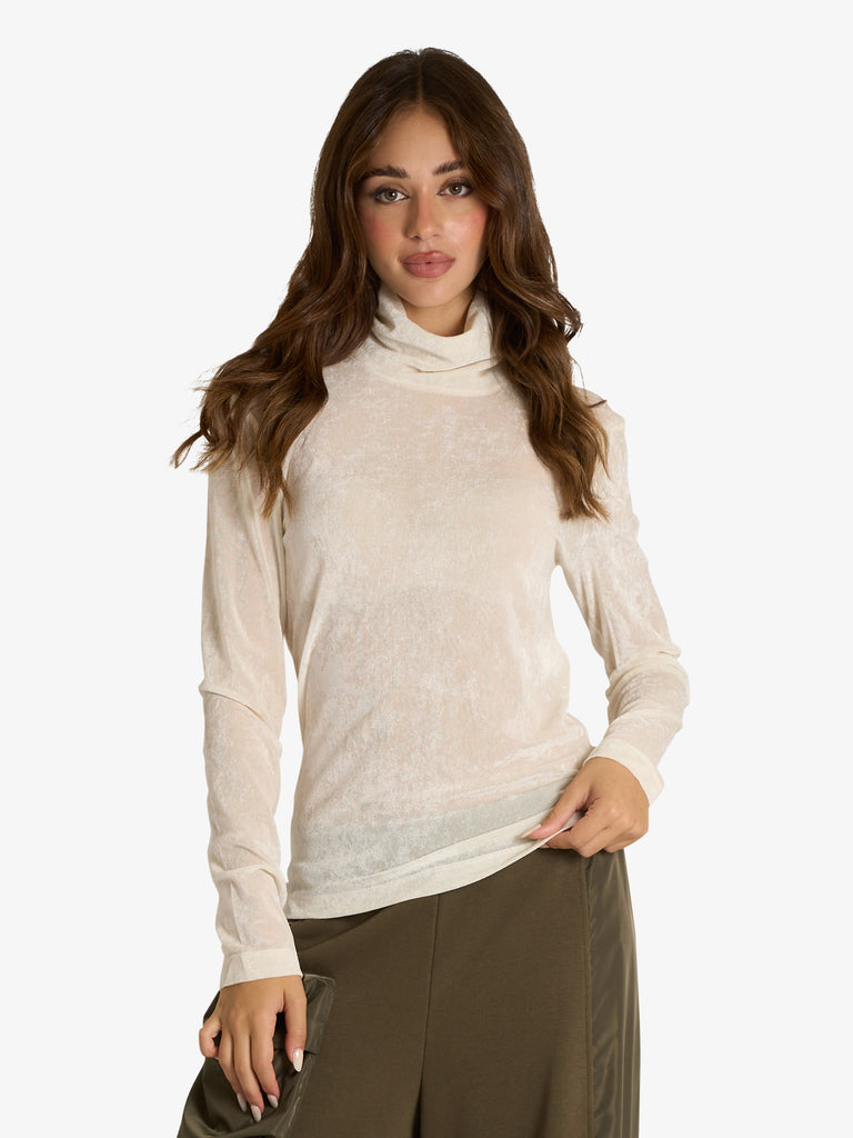 JIJIL maglia a maniche lunghe con collo alto donna panna