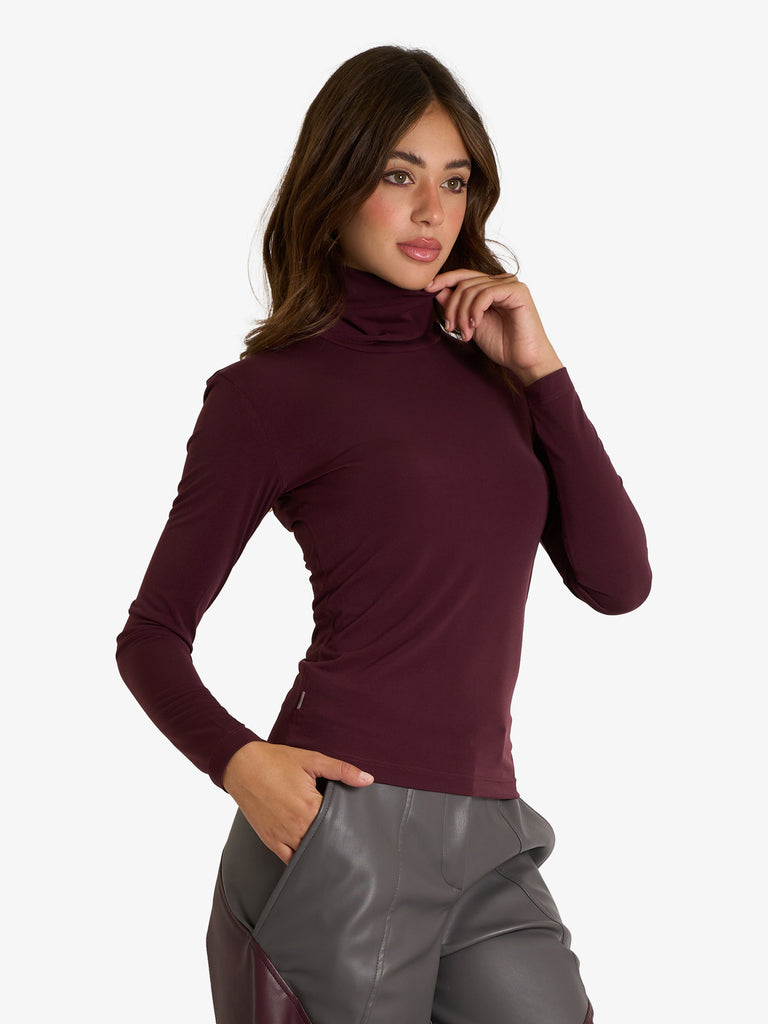 JIJIL t-shirt dolcevita a maniche lunghe donna bordeaux