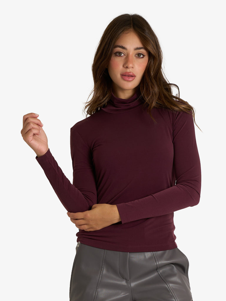 JIJIL t-shirt dolcevita a maniche lunghe donna bordeaux