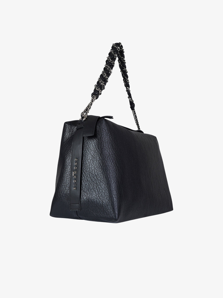 JOHN RICHMOND borsa a mano donna leten con finitura luminosa nero