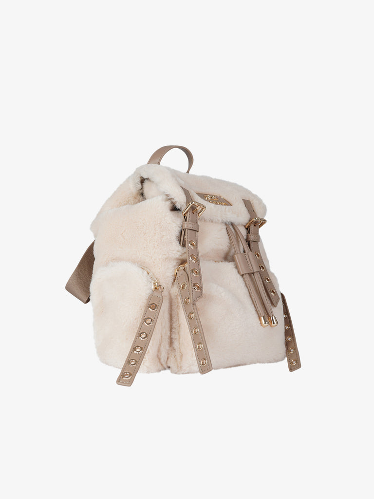 LA CARRIE zaino donna teddy sintetico beige