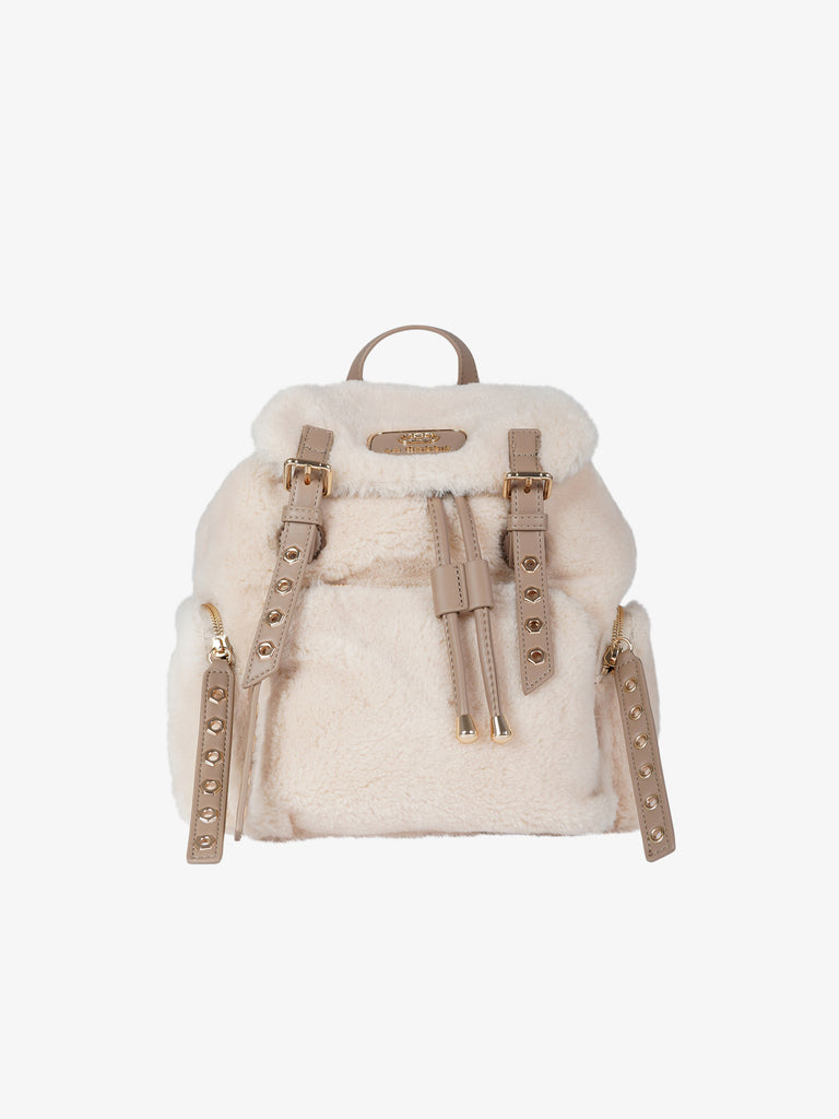 LA CARRIE zaino donna teddy sintetico beige