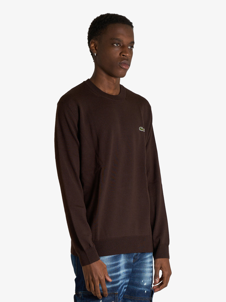 LACOSTE maglia pullover in misto lana uomo marrone